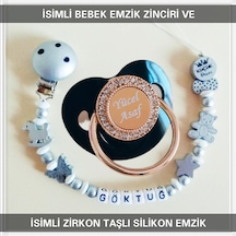 Sahi Aksesuar İsimli Bebek Emzik Zinciri ve İsimli Silikon Emzik Seti Pembe