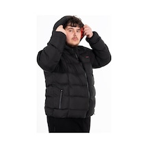 Maraton Sportswear Büyük Beden Erkek Kapşonlu Uzun Kol Basic Siyah Mont 21391-siyah Siyah
