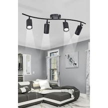 Miami Modern Salon Yatak Odası Giyinme Odası Cafe Mutfak - Siyah Renk Spot 4 Lü Avize Beyaz Işık Siyah Siyah