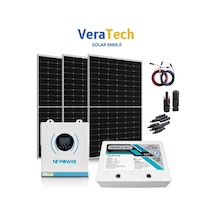 Veratech 3kw Bağ Evi Lityum Solar Paketi - 450w Topcon Half Cut Güneş Paneli, 2.5kwh Lityum Akü, 3kw Akıllı İnverter