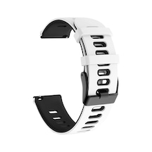Amazfit Pace İle Uyumlu 22mm Spor Silikon Kordon, Delikli Tasarım, Beyaz-siyah