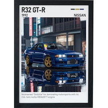 Nissan R32 Gt R Ahşap Çerçeveli Poster Tablo Godzilla Jdm Efsanesi