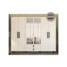 Manolya 6 Kapak Mdf Ayaklı Tasarım Gardırop Aytaşı