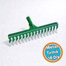 Metal Tırmık Burgulu Bahçe Tarla Tırmığı 18 Diş Çim Peyzaj Yaprak Ot Saman Temizleme Toprak İşleme Alet