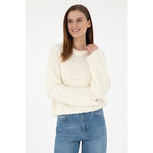 U.S. Polo Assn. Kadın Krem Bisiklet Yaka Kazak 50292975-VR071