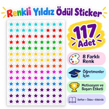 117'li Renkli Yıldız Sticker Öğretmen Ödül Ve Motivasyon Etiketi Yuvarlak Çıkartma Çok Renkli