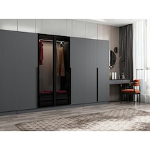 Kale Plus 8 Mebran Kapaklı 2ç Dolap Antrasit Mebran Füme Cam 190cm Antrasit