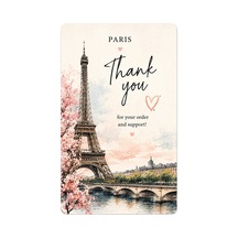 Paris Temalı Thank You Kartı 8x5 Cm Sipariş Teşekkür Kartı Paket Içi Not Kartı 100 Adet - Bej - 070