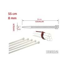10 Adet Pemsan 55Cm X 8Mm Plastik Cırt Kelepçe Kablo Bağı N11.787