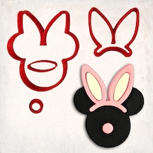 Mickey Mouse Tavşan Detay Kurabiye Kalıp Seti 4 Lü KIrmızı