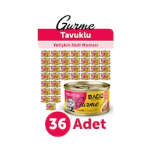 Bado Gurme Yaş Yetişkin Kedi Maması Kuzu Etli 85 Gr 36 Adet