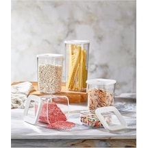 Kare Saklama Kabı Şeffaf 5li Set Vp-188, Beyaz
