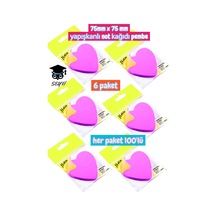 75mm X 75 Mm Yapışkanlı Not Kağıdı Pembe 6 Paket Her Paket 100 Adet