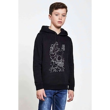 Tshirthane Anime One Punch Man Baskılı Unisex Çocuk Kapüşonlu Siyah Sweat (528768484) Siyah