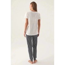 Kadın Kısa Kol Pijama Takımı Krem