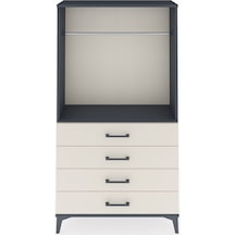 Arges Dolap Tek Raflı 4 Çekmeceli Tek Askılı 88x30x163 Antrasit-aytaşı Antrasit