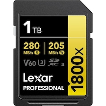Lexar Professional LSD1800001T-BNNNG 1 TB 1800X 280 MB/s 4K V60 UHS-II SDXC Hafıza Kartı Gold