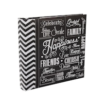 200-pocket Chalkboard Printed "happiness" Theme Photo Album For 10cm By 15cm Prints