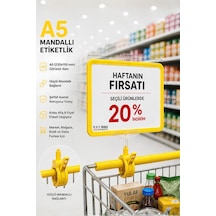 A5 Mandallı Etiketlik Fiyatlık Sepet Raf Askılık Fiyat Etiketi Çerçeveli Market Mağaza Sarı