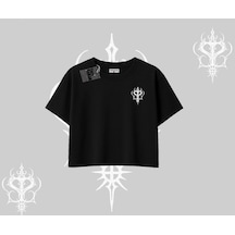 Startmore Startmore Family Time Yazılı Sevimli Anne Kedi Arka Baskılı Oversize Crop Tshirt Siyah