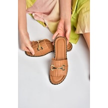 Fox Shoes Y291873003 Taba Hakiki Deri Kadın Terlik