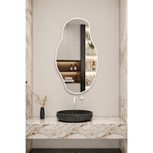 Ant Home Asimetrik Ayna Çerçeveli Ayna Duvar Aynası Konsol Aynası Banyo Aynası Çerçeveli Ayna Beyaz