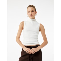 Koton Pamuklu Slim Fit Kolsuz Dik Yaka Body Ekru 6wak10180ek Ekru