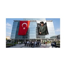 Atatürk Portresi Bayrak Ve Türk Bayrağı Premium Raşel Kumaş 2'li Set 10x15 Metre Ata68 Diğer