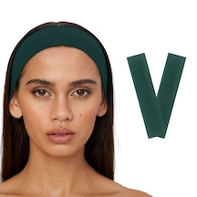 2li Kadın Saç Bandı Bandana Pamuk Likralı Spor Headband K. Yeşil Koyu Yeşil