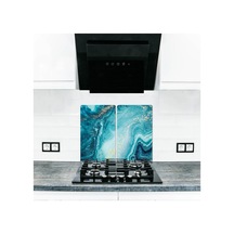 2' li 40x52 cm Okyanus Desenli Cam Kesim Tablası ve Ocak Koruma