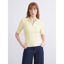 Lcwaıkıkı Classic Sarı Polo Yaka Kadın Triko Kazak