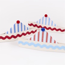 Meri Meri - Sailor Party Hats - Denizci Parti Şapkaları - 8 Adet Çok Renkli