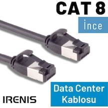 IRENIS CAT8 İNCE FTP LSNH Ethernet Patch Kablo, 5 Metre Siyah