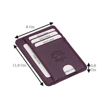 Westpolo Hakiki Deri Unisex Kartlık - Mürdüm
