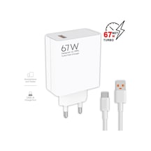 Gerçek Güç 67w Turbo Şarj Saniyeli Usb Adaptör + Usb To Type-c Kablo Turbo Hızlı Şarj Set