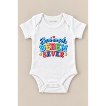Babylimon Beni En Çok Dedem Sever Beyaz Kısa Kollu Çıtçıtlı Bebek Zıbını Beyaz - 930083733 Beyaz