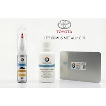 Toyota 1f7 Gümüş Metalik Gri Rötuş Seti - 2 Si 1 Arada İğne Ve Fırça Uçlu Şişe, Solüsyon Ve Rötuş Çeliği