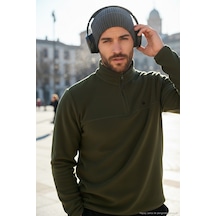 Buratti Slim Fit Anti-Pilling Tüylenme Yapmayan Bato Yaka Kışlık Şardonlu Erkek Polar 5906001 Haki
