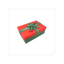 Kırmızı Kapaklı Fiyonklu Yeşil Kutu, 19 Cm - Küçük Boy