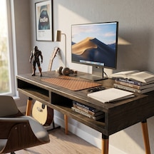 Mobenta Slot Desk: Masif Çalışma & Laptop Masası 2 Gözlü Depolama - 120x60 Cv Ceviz