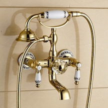 Banyo Bataryası Altın Dore + Duş Seti Altın
