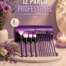 12 Li Profesyonel Makyaj Fırça Seti Fondöten, Allık, Kontür, Far Ve Eyeliner