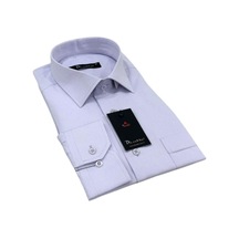 Dicotto Lila Armür Desenli Rahat Kesim Uzun Kol Erkek Gömlek Tek Cepli Klasik Regular Fit 001