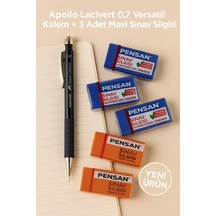 Apollo Lacivert 0.7 Versatil Kalem + 3 Adet Mavi Silgi Lacivert