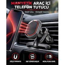 Dexxony A23 Mıknatıslı Klipsli Havalandırma Araç İçi Telefon Tutucu 360 Metal Plakalı Siyah