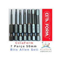 Cetaform 7 Adet x 5 CM Takım Manyetik Bits Allen Alyan Matkap Ucu