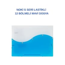 S Seri Lastikli 12 Bölmeli Dosya Mavi 1 Adet Mavi