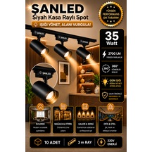 Led Siyah Kasa Gün Işığı 35w Raylı Spot / 10 Adet 3 Metre Ray