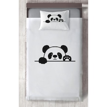 Mekta Home Bebek Ve Çocuk Odası El Sallayan Sevimli Panda Desenli Yatak Örtüsü Renkli