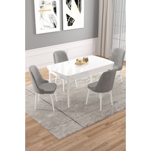 Vals Beyaz 80x132 Açılır Mutfak Masa Takımı 4 Sandalye Renk Gri